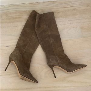 MARION PARKE - suede calf boots in smoke color